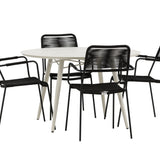 Lina Jídelní stůl - Béžový - Kulatý 120 cm _1+ Křeslo Lindos - Black Alu / Black Rope _4