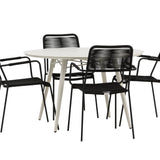 Lina Jídelní stůl - Béžový - Kulatý 120 cm _1+ Křeslo Lindos - Black Alu / Black Rope _4