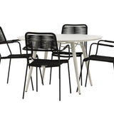 Lina Jídelní stůl - Béžový - Kulatý 120 cm _1+ Křeslo Lindos - Black Alu / Black Rope _4