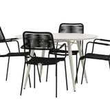 Lina Jídelní stůl - Béžový - Kulatý 120 cm _1+ Křeslo Lindos - Black Alu / Black Rope _4