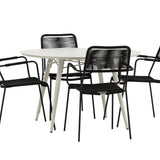 Lina Jídelní stůl - Béžový - Kulatý 120 cm _1+ Křeslo Lindos - Black Alu / Black Rope _4
