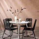 Lina Jídelní stůl - Béžový - Kulatý 120 cm _1+ Lindos Stohovací židle - Black Alu / Black Rope _4