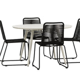 Lina Jídelní stůl - Béžový - Kulatý 120 cm _1+ Lindos Stohovací židle - Black Alu / Black Rope _4