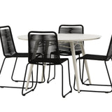 Lina Jídelní stůl - Béžový - Kulatý 120 cm _1+ Lindos Stohovací židle - Black Alu / Black Rope _4