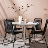 Lina Jídelní stůl - Béžový - Kulatý 120 cm _1+ Lindos Stohovací židle - Black Alu / Black Rope _4
