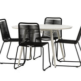 Lina Jídelní stůl - Béžový - Kulatý 120 cm _1+ Lindos Stohovací židle - Black Alu / Black Rope _4