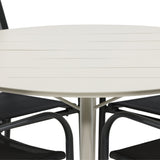 Lina Jídelní stůl - Béžový - Kulatý 120 cm _1+ Křeslo Santorini (stohovatelné) - Černá alu / Černá textilie _4