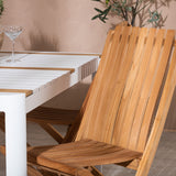 Togo - Jídelní stůl - Bílá / Teak - Allu / Teak - 150*100 _1+ Ghana - Skládací židle - Natural - Teak - _4