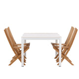 Togo - Jídelní stůl - Bílá / Teak - Allu / Teak - 150*100 _1+ Ghana - Skládací židle - Natural - Teak - _4