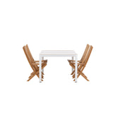 Togo - Jídelní stůl - Bílá / Teak - Allu / Teak - 150*100 _1+ Ghana - Skládací židle - Natural - Teak - _4