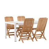 Togo - Jídelní stůl - Bílá / Teak - Allu / Teak - 150*100 _1+ Ghana - Skládací židle - Natural - Teak - _4
