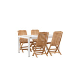 Togo - Jídelní stůl - Bílá / Teak - Allu / Teak - 150*100 _1+ Ghana - Skládací židle - Natural - Teak - _4
