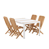 Togo - Jídelní stůl - Bílá / Teak - Allu / Teak - 150*100 _1+ Ghana - Skládací židle - Natural - Teak - _4
