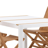 Togo - Jídelní stůl - Bílá / Teak - Allu / Teak - 150*100 _1+ Ghana - Skládací židle - Natural - Teak - _4