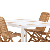 Togo - Jídelní stůl - Bílá / Teak - Allu / Teak - 150*100 _1+ Ghana - Skládací židle - Natural - Teak - _4
