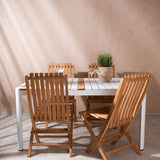 Togo - Jídelní stůl - Bílá / Teak - Allu / Teak - 150*100 _1+ Ghana - Skládací židle - Natural - Teak - _4