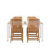 Togo - Jídelní stůl - Bílá / Teak - Allu / Teak - 150*100 _1+ Ghana - Skládací židle - Natural - Teak - _4