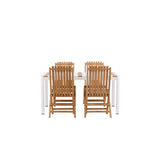 Togo - Jídelní stůl - Bílá / Teak - Allu / Teak - 150*100 _1+ Ghana - Skládací židle - Natural - Teak - _4