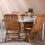 Togo - Jídelní stůl - Bílá / Teak - Allu / Teak - 150*100 _1+ Ghana - Skládací židle - Natural - Teak - _4