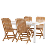Togo - Jídelní stůl - Bílá / Teak - Allu / Teak - 150*100 _1+ Ghana - Skládací židle - Natural - Teak - _4