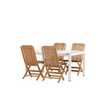 Togo - Jídelní stůl - Bílá / Teak - Allu / Teak - 150*100 _1+ Ghana - Skládací židle - Natural - Teak - _4