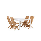 Togo - Jídelní stůl - Bílá / Teak - Allu / Teak - 150*100 _1+ Ghana - Skládací židle - Natural - Teak - _4