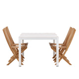 Togo - Jídelní stůl - Bílá / Teak - Allu / Teak - 150*100 _1+ Ghana - Skládací židle - Natural - Teak - _4