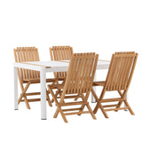 Togo - Jídelní stůl - Bílá / Teak - Allu / Teak - 150*100 _1+ Ghana - Skládací židle - Natural - Teak - _4