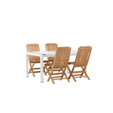 Togo - Jídelní stůl - Bílá / Teak - Allu / Teak - 150*100 _1+ Ghana - Skládací židle - Natural - Teak - _4