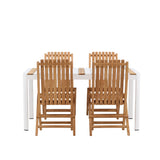 Togo - Jídelní stůl - Bílá / Teak - Allu / Teak - 150*100 _1+ Ghana - Skládací židle - Natural - Teak - _4