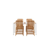 Togo - Jídelní stůl - Bílá / Teak - Allu / Teak - 150*100 _1+ Ghana - Skládací židle - Natural - Teak - _4