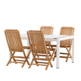 Togo - Jídelní stůl - Bílá / Teak - Allu / Teak - 150*100 _1+ Ghana - Skládací židle - Natural - Teak - _4