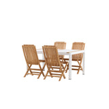 Togo - Jídelní stůl - Bílá / Teak - Allu / Teak - 150*100 _1+ Ghana - Skládací židle - Natural - Teak - _4