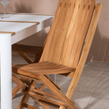 Togo - Jídelní stůl - Bílá / Teak - Allu / Teak - 150*100 _1+ Ghana - Skládací židle - Natural - Teak - _4