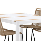 Togo - Jídelní stůl - Bílá / Teak - Allu / Teak - 150*100 _1+ Lindos Stohovací židle - Černá Alu / Latte Latte _4
