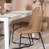 Togo - Jídelní stůl - Bílá / Teak - Allu / Teak - 150*100 _1+ Lindos Stohovací židle - Černá Alu / Latte Latte _4