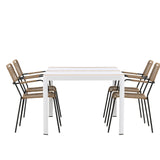 Togo - Jídelní stůl - Bílá / Teak - Allu / Teak - 150*100 _1+ Lindos - Křeslo - Black Alu / Latte Latte _4