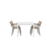 Togo - Jídelní stůl - Bílá / Teak - Allu / Teak - 150*100 _1+ Lindos - Křeslo - Black Alu / Latte Latte _4