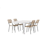 Togo - Jídelní stůl - Bílá / Teak - Allu / Teak - 150*100 _1+ Lindos - Křeslo - Black Alu / Latte Latte _4