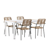 Togo - Jídelní stůl - Bílá / Teak - Allu / Teak - 150*100 _1+ Lindos - Křeslo - Black Alu / Latte Latte _4