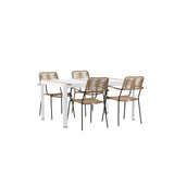 Togo - Jídelní stůl - Bílá / Teak - Allu / Teak - 150*100 _1+ Lindos - Křeslo - Black Alu / Latte Latte _4