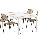 Togo - Jídelní stůl - Bílá / Teak - Allu / Teak - 150*100 _1+ Lindos - Křeslo - Black Alu / Latte Latte _4