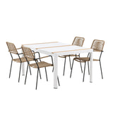 Togo - Jídelní stůl - Bílá / Teak - Allu / Teak - 150*100 _1+ Lindos - Křeslo - Black Alu / Latte Latte _4