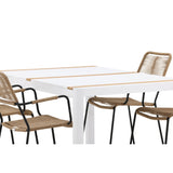 Togo - Jídelní stůl - Bílá / Teak - Allu / Teak - 150*100 _1+ Lindos - Křeslo - Black Alu / Latte Latte _4