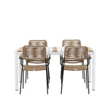 Togo - Jídelní stůl - Bílá / Teak - Allu / Teak - 150*100 _1+ Lindos - Křeslo - Black Alu / Latte Latte _4
