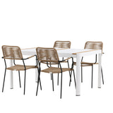 Togo - Jídelní stůl - Bílá / Teak - Allu / Teak - 150*100 _1+ Lindos - Křeslo - Black Alu / Latte Latte _4