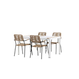 Togo - Jídelní stůl - Bílá / Teak - Allu / Teak - 150*100 _1+ Lindos - Křeslo - Black Alu / Latte Latte _4