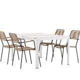 Togo - Jídelní stůl - Bílá / Teak - Allu / Teak - 150*100 _1+ Lindos - Křeslo - Black Alu / Latte Latte _4