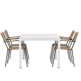 Togo - Jídelní stůl - Bílá / Teak - Allu / Teak - 150*100 _1+ Lindos - Křeslo - Black Alu / Latte Latte _4