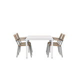 Togo - Jídelní stůl - Bílá / Teak - Allu / Teak - 150*100 _1+ Lindos - Křeslo - Black Alu / Latte Latte _4